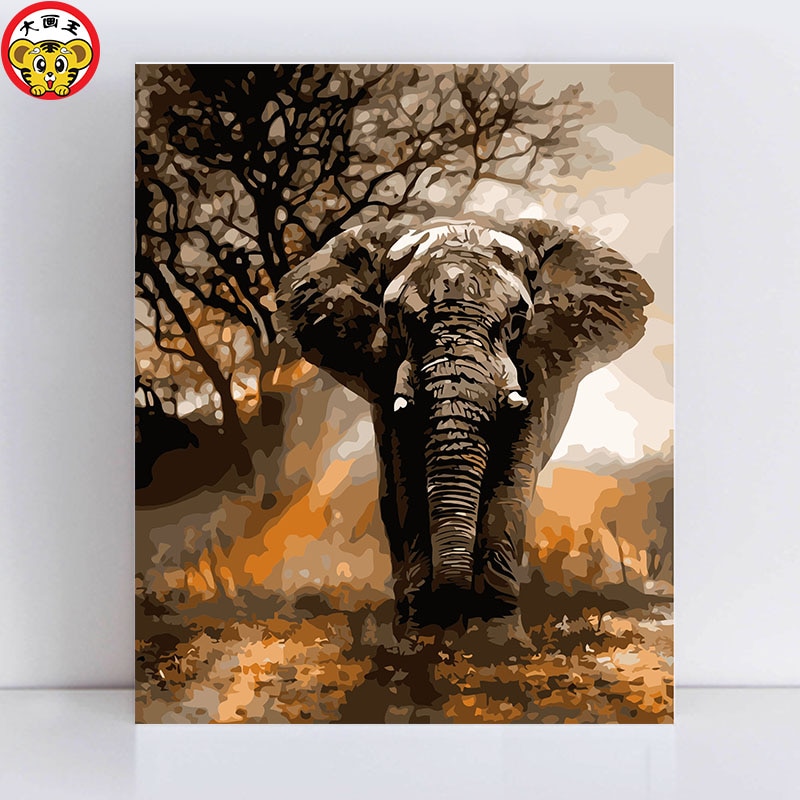 painting by numbers art paint by number Running in the fury of an elephant paintings by numbers on canvas