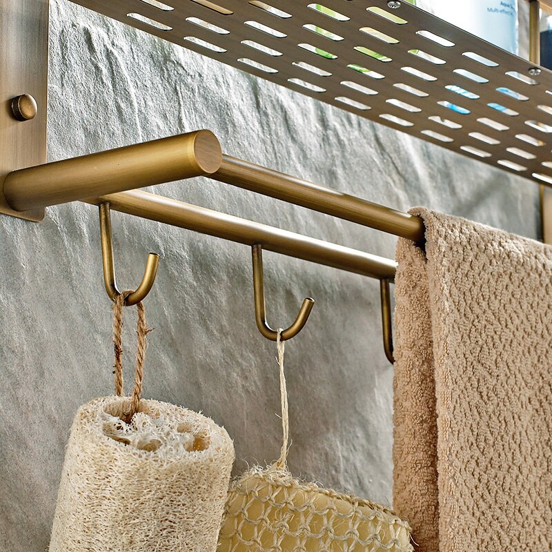 TT Antike soild messing carving bad zubehör bronze runde basis wand montieren bad hardware set wc pinsel halter