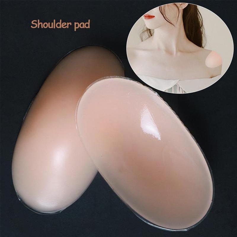 1 Pair Soft Silicone Shoulder Anti Slip Shoulder Pads Cushions Push-Up Shoulder Self-Adhesive Reusable Enhancer Clothing P8X2