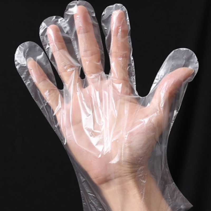 100Pcs di Plastica Usa E Getta In Polietilene Trasparente Guanti H55B