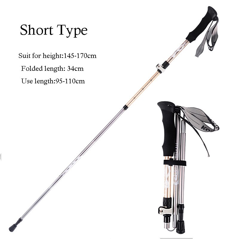 5 knop utendørs aluminium sammenleggbar ultralett teleskopisk vandring forsyninger støtdemper trekking stang spaserstokk: Kort måke