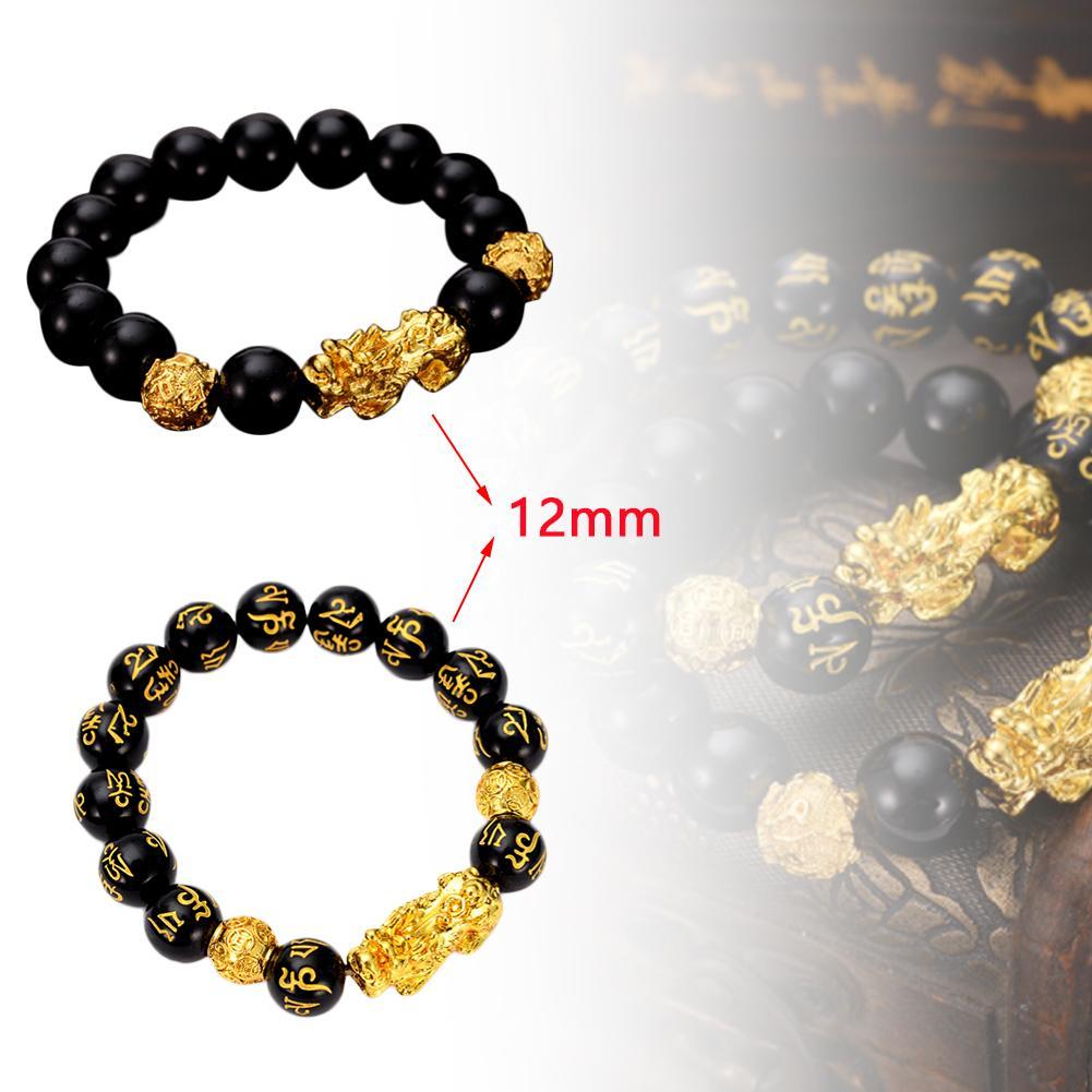 Feng Shui Zwart Obsidiaan Rijkdom Armband Pi Xiu Armbanden Draak Mantra Bead Bangle Trekken Rijkdom Geluk Voor Mannen Vrouwen