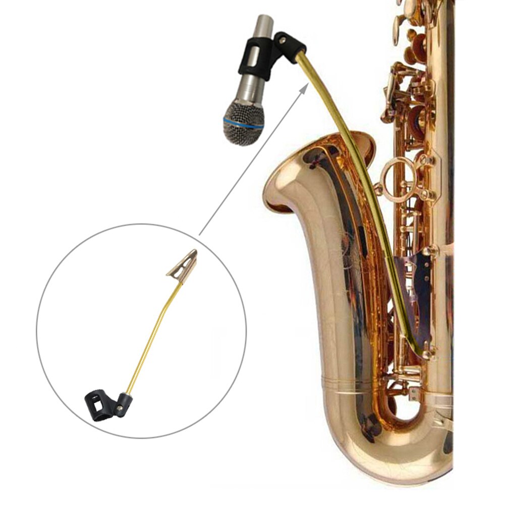 30cm Adjustable Aluminum Alloy Saxophone Microphone Clamp Bracket Sax Mircophone Clip Holder for Saxophone Performance