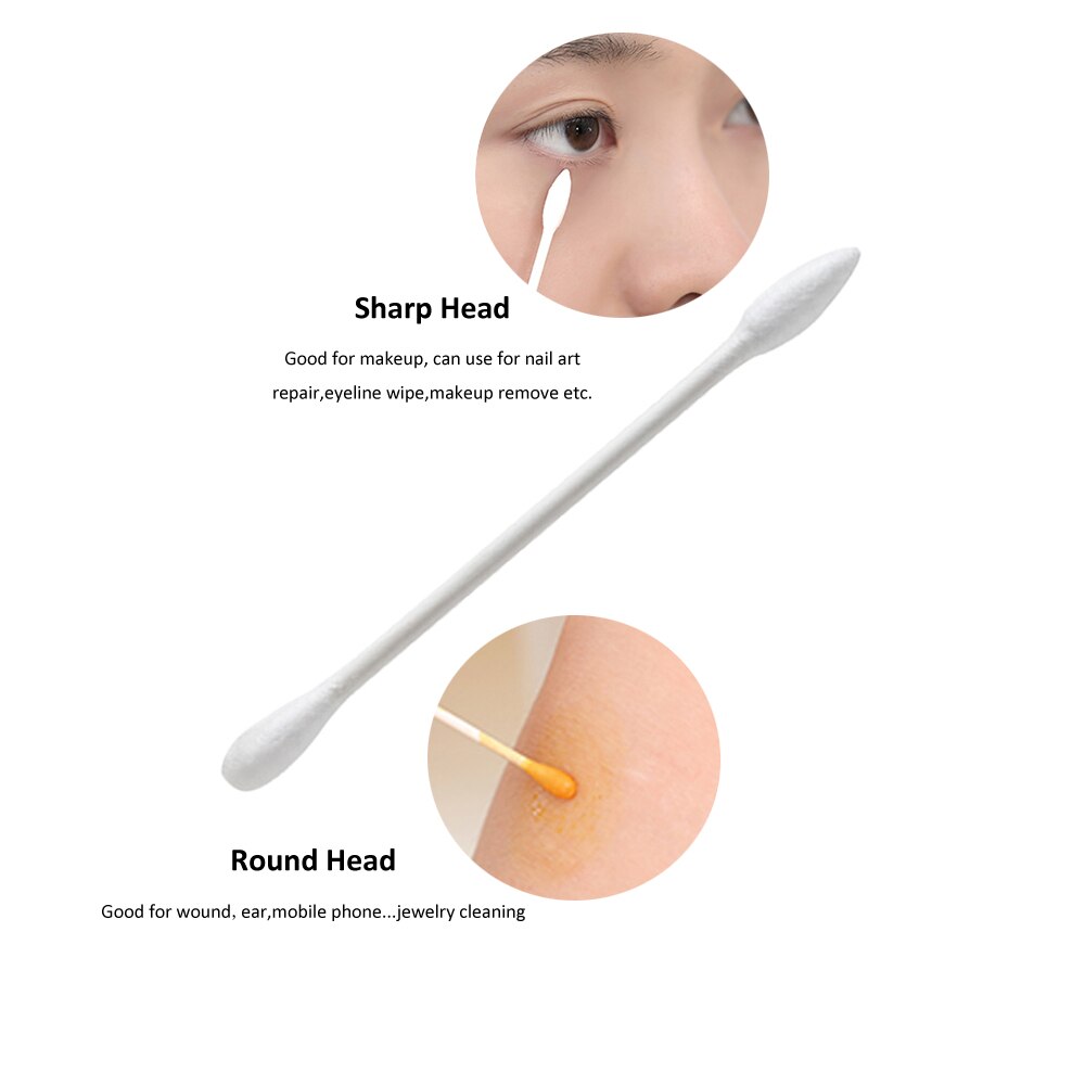 100 stuks/zak make-up wattenstaafjes oorwattenstaafjes dubbele kop wegwerppapieren wattenstaafje oogschaduwmengapparaat neusreinigingstool