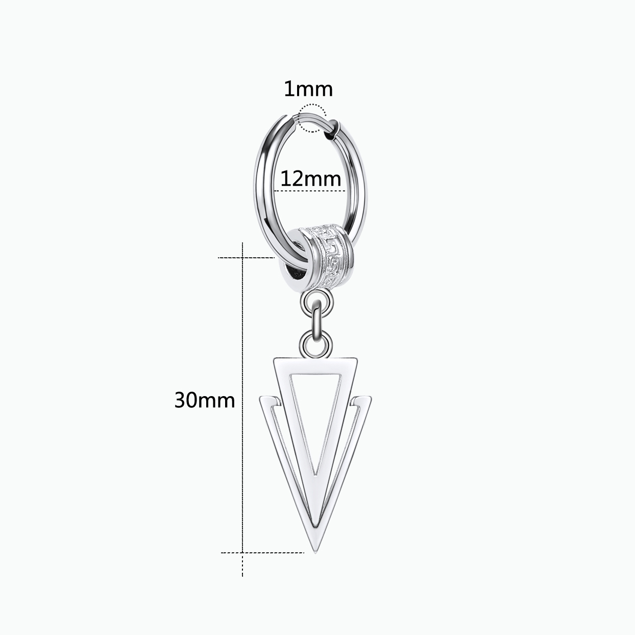 Zs 1Pc 20G Punk Zwaard Oorbel Rvs Kwastje Oorringen Zwarte Ketting Oor Hoepel Voor Dna Jongen crossear Piercing Sieraden: Black / Imitation Rhodium Plated