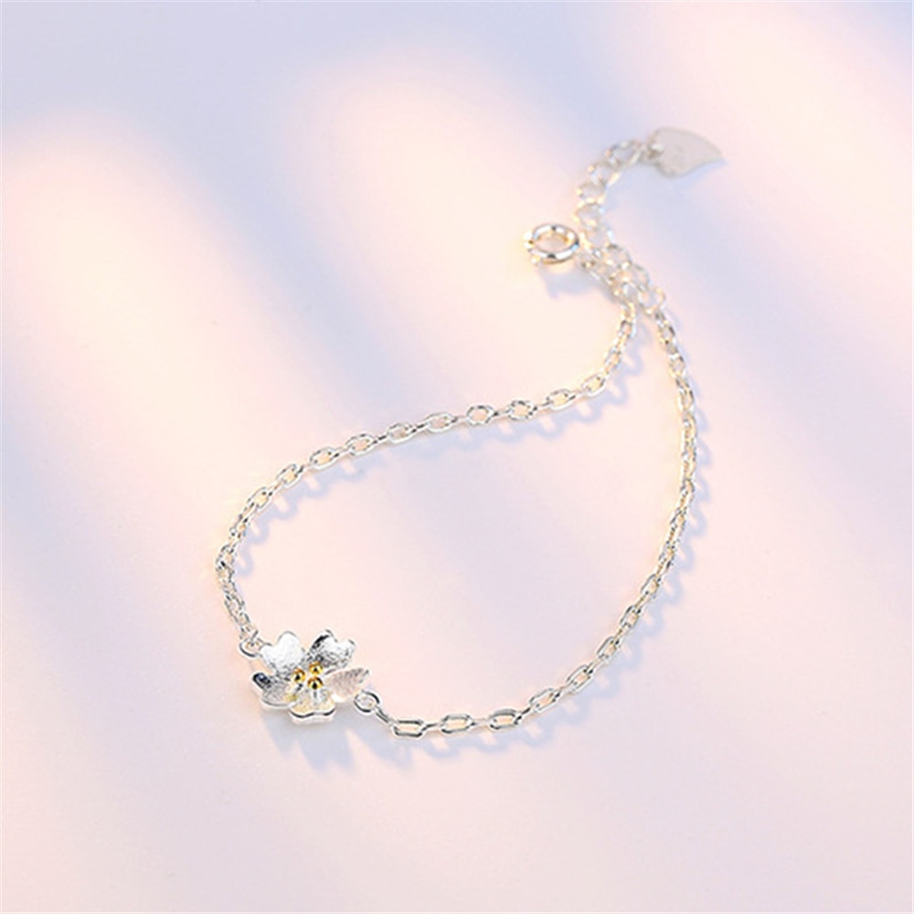 NEHZY nouvelle simple femme fleurs argent bracelet tempérament frais cerise chaîne bracelet bijoux
