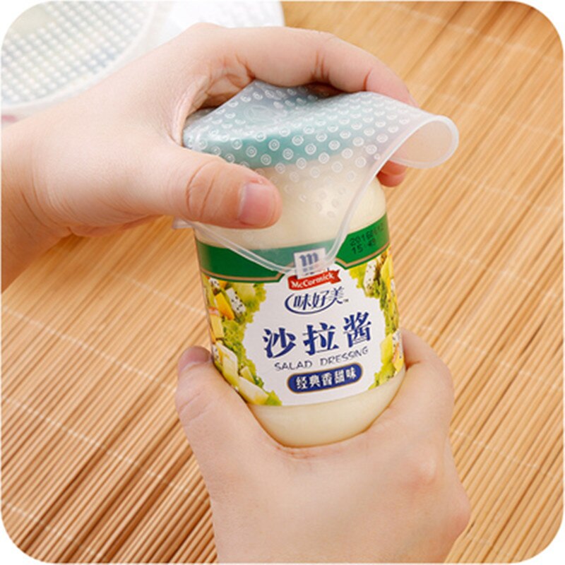 Película de silicona adhesiva transparente, conjunto de 4 unidades, papel para guardar alimentos frescos, envolturas de comida, tapa de sellado al vacío, herramienta para envolver la cocina