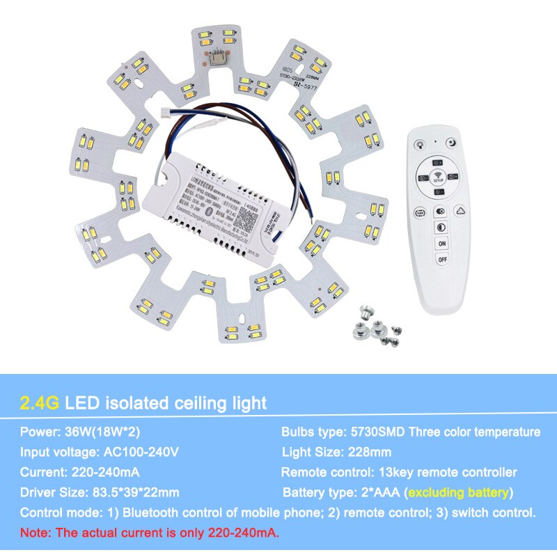 Smart2.4G Infrarood Beloven AC85-265V Met Plafond Afstandbediening Led Lamp Voor Plafondlamp Indoor Plafondlamp: j-18x2Wisolation2.4G