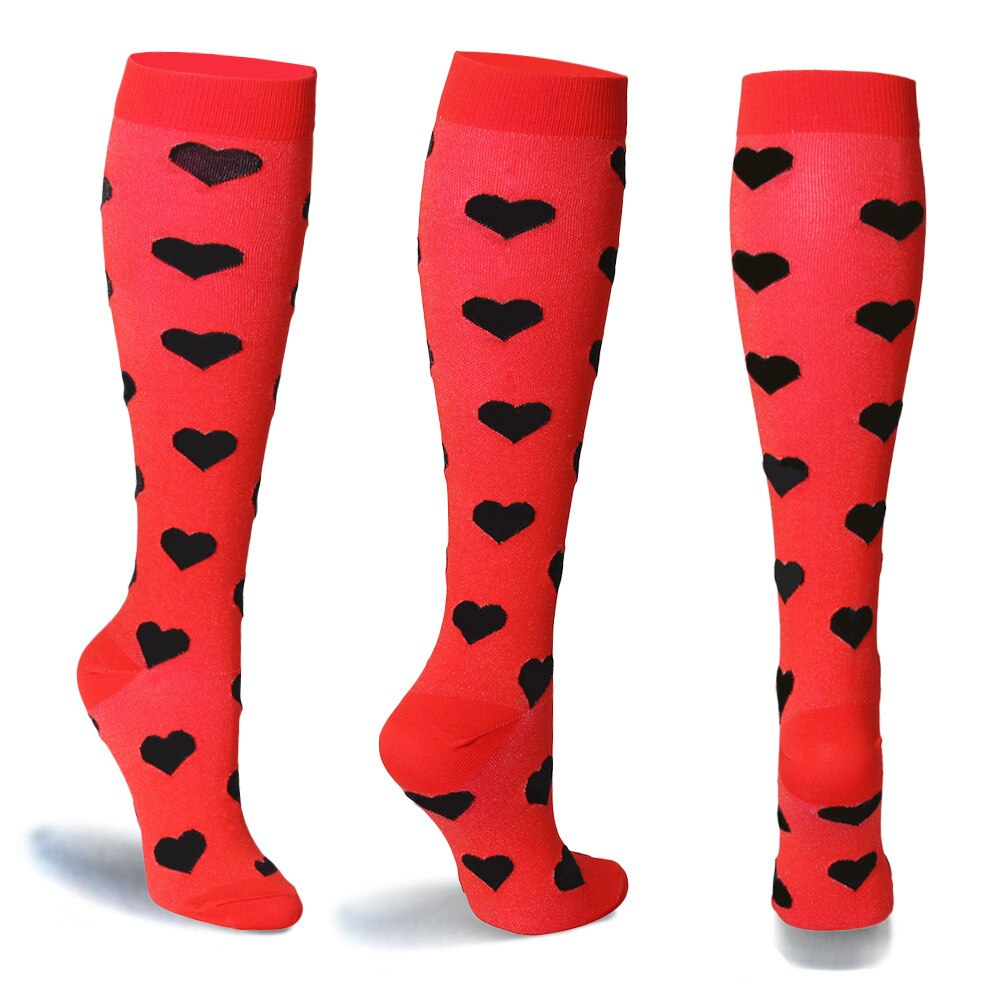 Women's Sports Compression Stockings Nurse Stockings Knee High Socks Women Socks Knee and Leg Compression Socks: balck dots red