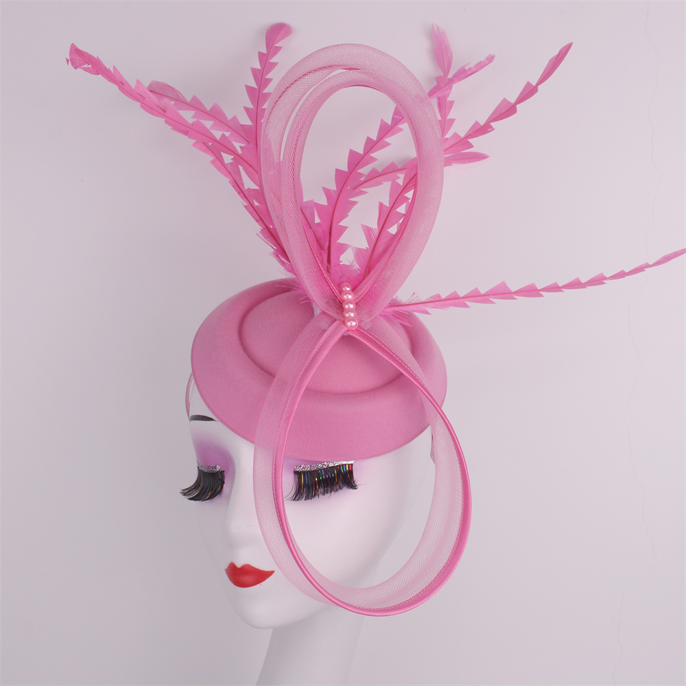 Kentucky Party Pillbox Cap Bruiloft Vrouwen Kerk Tovenaar Veren Hoed Elegante Dames Bruiloft Hoofddeksel Evenement Nigh Thee Chapeau: Roze