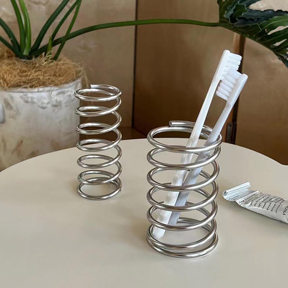 Elegante Metal Toothbrush Holder, Creme dental Maquiagem Brush Organizer, Tabletop Toothbrush Stand, Pen Holder, Forma de Primavera
