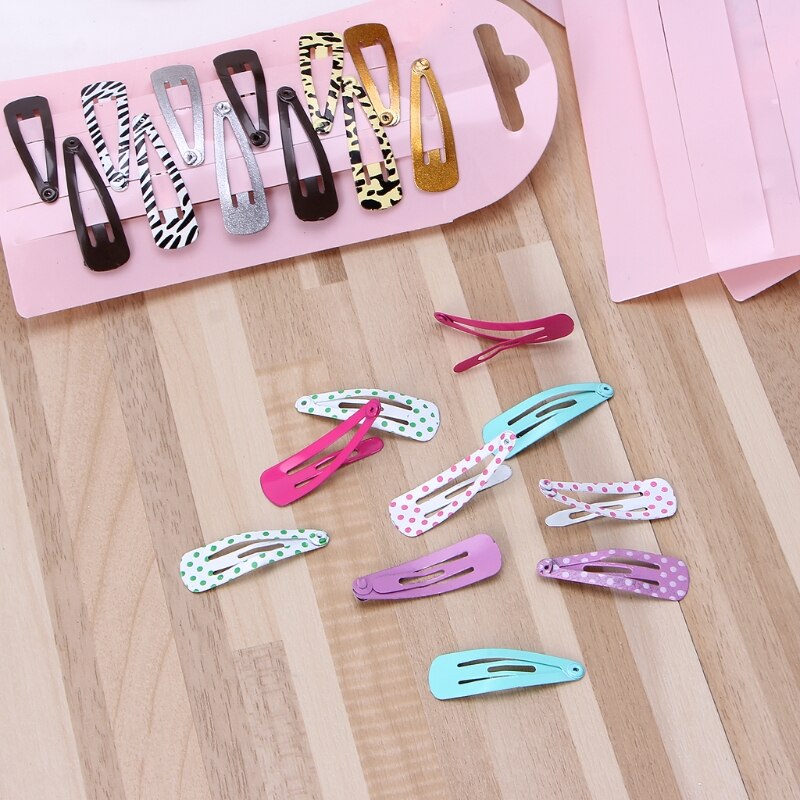 10 pièces mignon coloré métal Snap Clips épingle à cheveux filles pinces à cheveux enfants accessoires