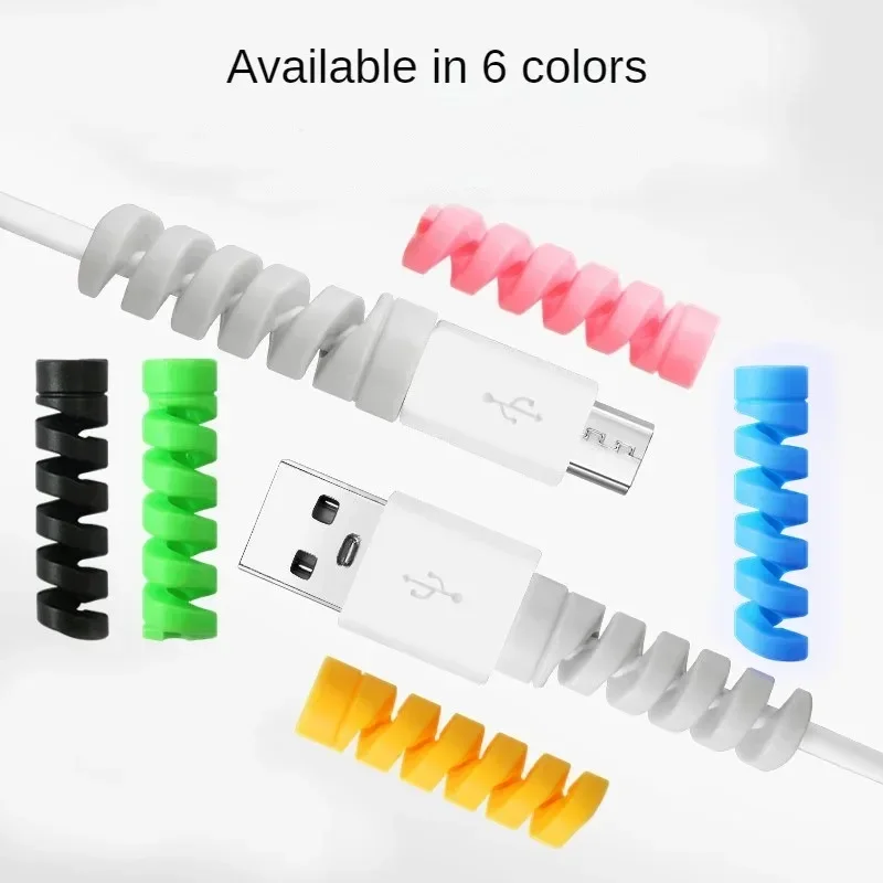 Protector de Cable Universal de silicona para Cable de datos, enrollador en espiral, organizador de Cable, cubierta para Cable de cargador USB de Iphone, 12 Uds.