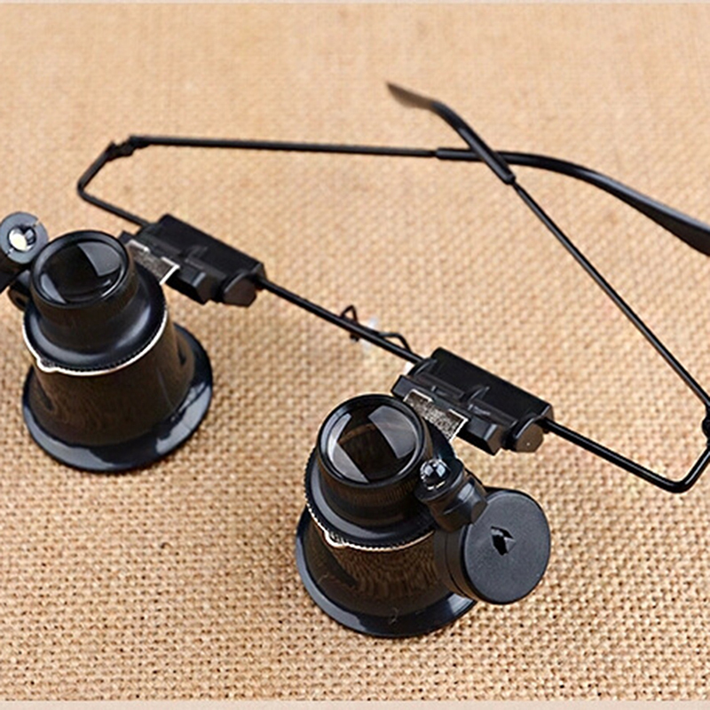 Draagbare 20X Vergrootglas Hoofdband Bril Met 2 Led Verlichting Voor Horloge Elektronische Reparatie & Juwelier Reparatie Horloge Met Led Lamp