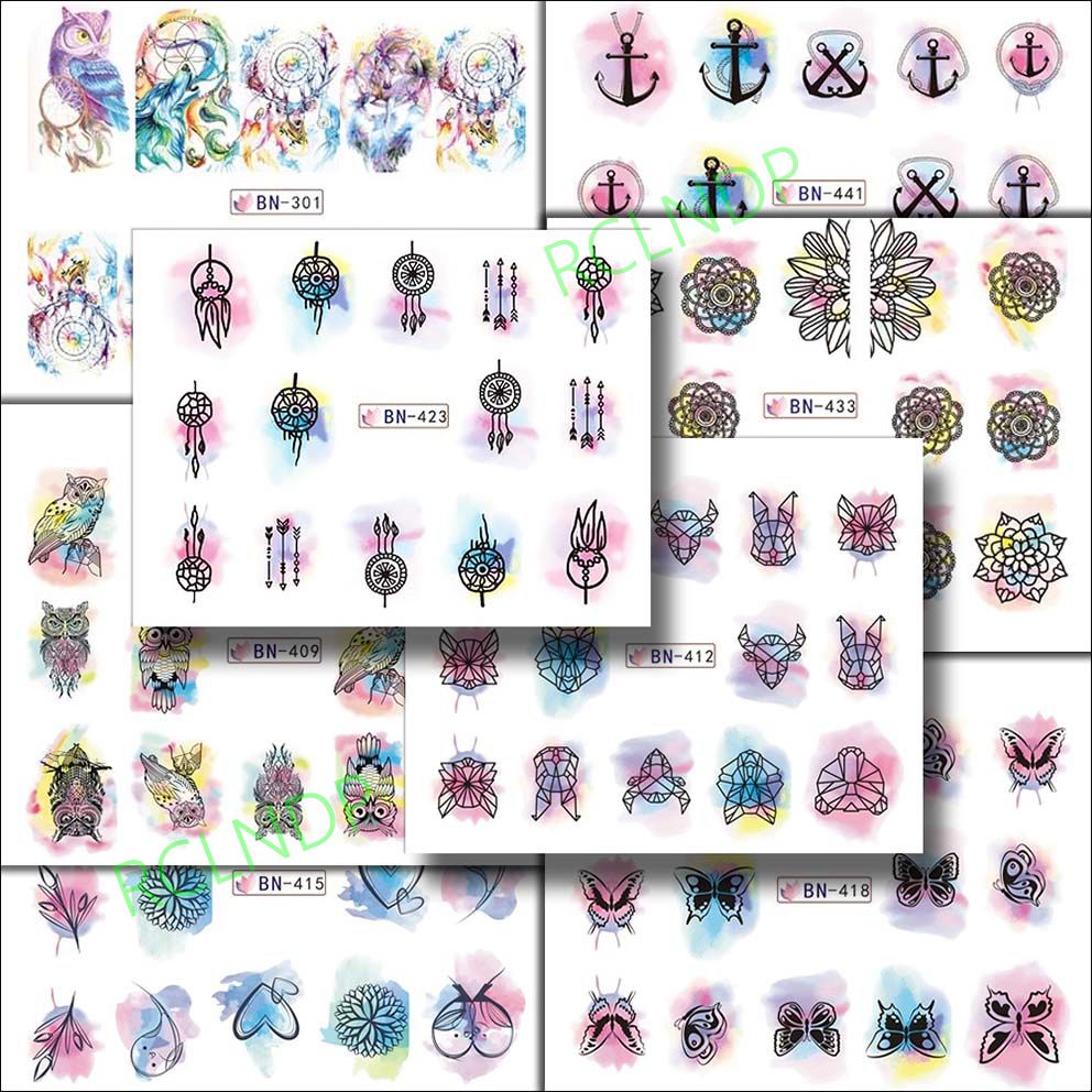 Pegatinas para Uña de agua, decoración artística, deslizador, mano con Calavera, de arenisca, calcomanía, accesorios de laca: Blanco