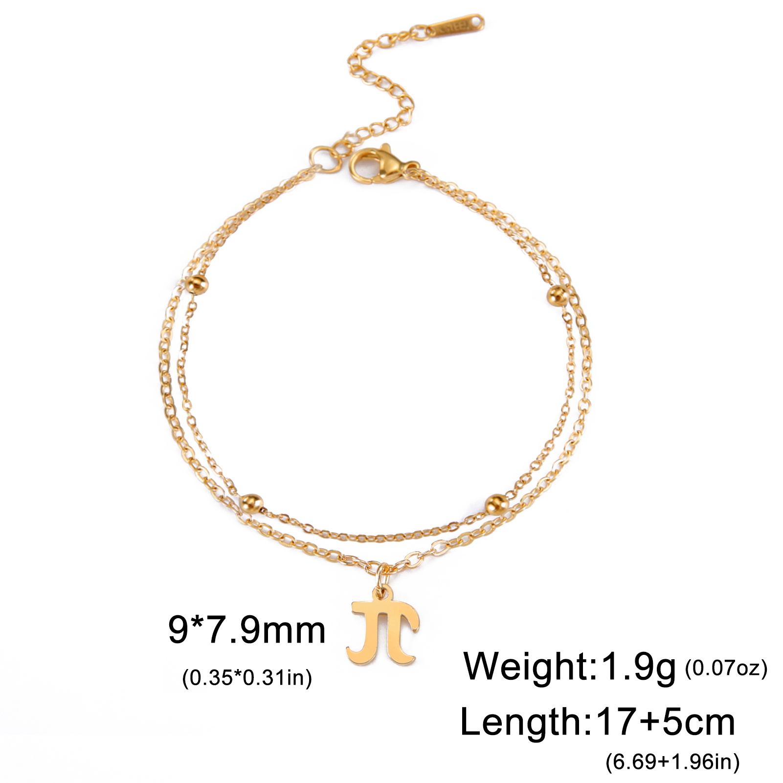 Lucktune-pulsera con colgante de símbolo de psicología PSI para mujer, cadena de cuentas de acero inoxidable, pulsera con dijes de letras griegas, de joyería: PLATEADO