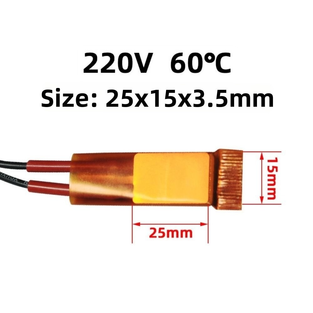 60-270 Graden Verwarmingselement 12V 24V 110V 220V 25*15*3.5mm Krulspelden Heater Celsius PTC Kachels Voor Miniatuur Verwarming: DONKERROOD