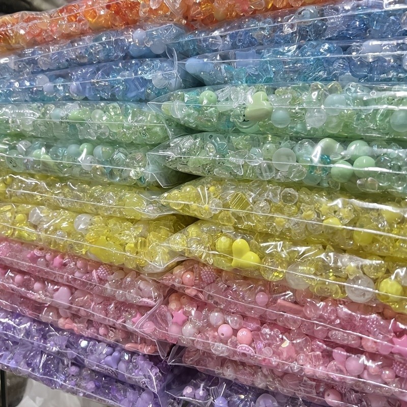 50 g/paquete de cuentas sueltas acrílicas de colores mezclados de estilo mixto para pulsera, collar, suministros de joyería, accesorios hechos a mano DIY