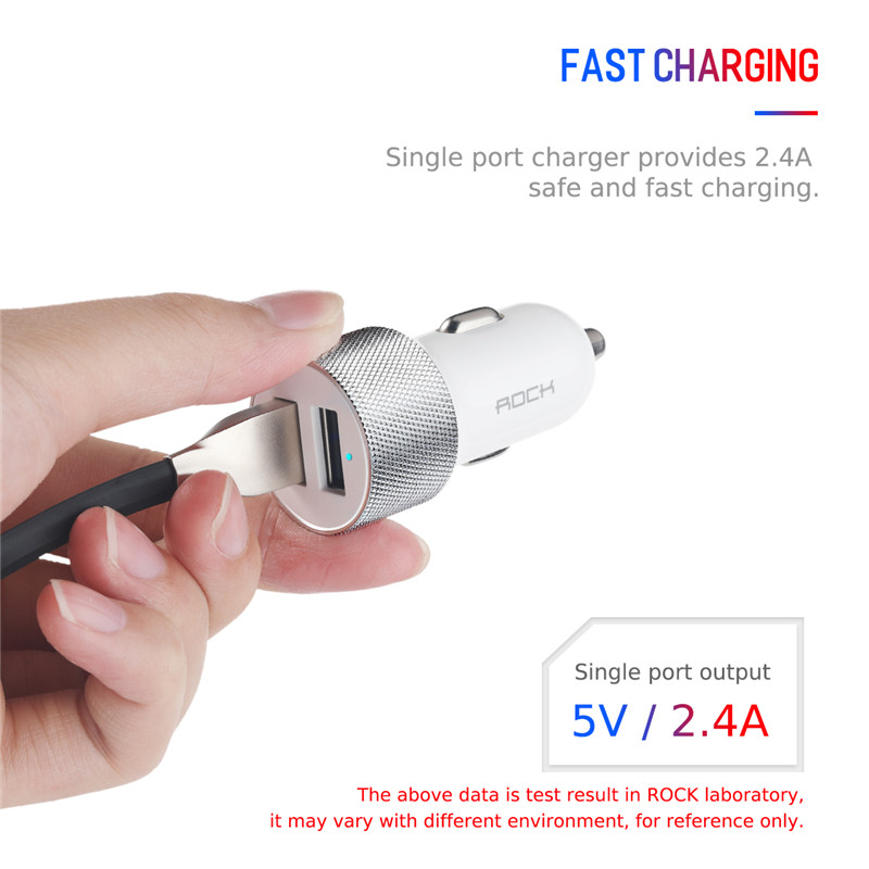 ROCK 5V 2.4A Mini Dual USB Auto Ladegerät Schnelle Lade Metall Auto-Ladegerät Auto-Lade 2 Port 12W für iPhone XS MAX X 8 7 6 Samsung