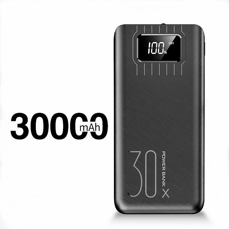 Banco de potência 30000mah typec micro usb qc carregamento rápido powerbank display led portátil carregador de bateria externa para o telefone tablet