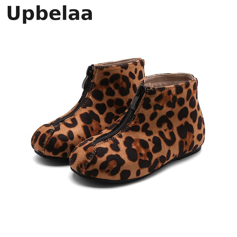 Hiver nouveaux enfants bottes garçons/filles bottines léopard daim cuir enfants chaussures décontractées antidérapant bébé enfant en bas âge botte de neige
