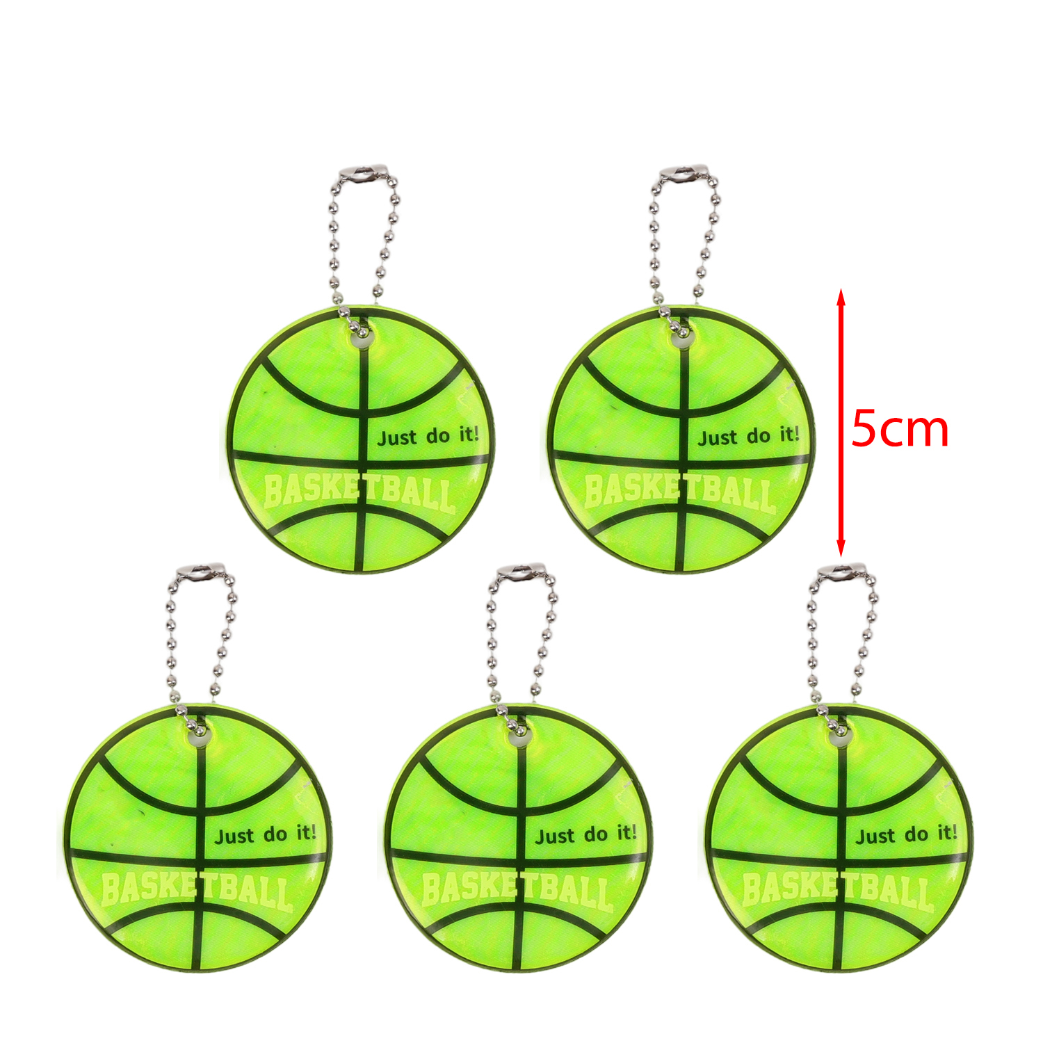 5/20 st fotbollsreflexnyckelring nattsäkerhet nyckelring för väskor ryggsäck hänge reflex för saker trafiksäkerhet: 10 cm / Svart