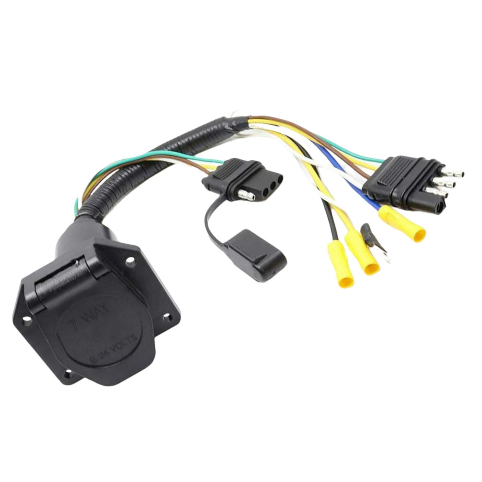 4 Pin to 7 Way Blade RV Trailer Wiring Adapter Bla... – Grandado