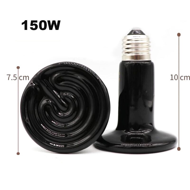Mini lámpara de calefacción de cerámica infrarroja para reptiles, emisor de calor de 220V-240V, Bombilla de 50W, 75W, 100W, E27, bombillas cálidas para tortugas: 150W Type B