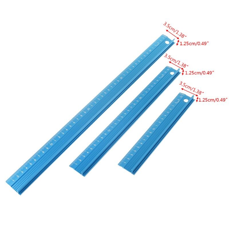Aluminum Alloy Straight Ruler Protective Scale Measuring Engineers Drawing Tool 3 Sizes