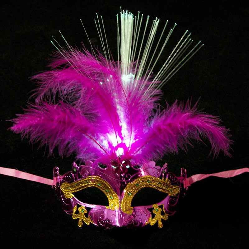 Masque vénitien Sexy pour femme, déguisement, mascarade, fleur de plume de venise avec lumière Led, Cosplay, spectacle de carnaval