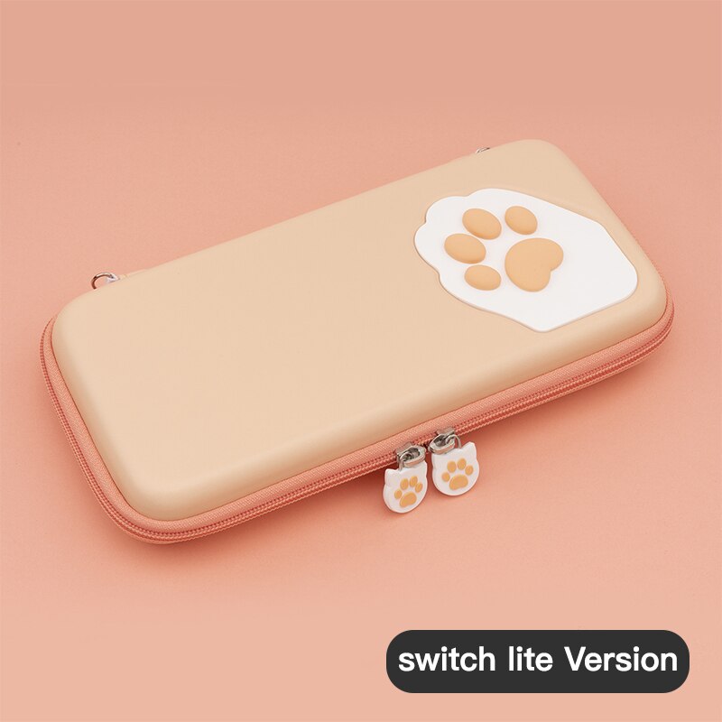 Bonita bolsa de almacenamiento con garra de gato para Nintendo Switch, funda de almacenamiento portátil, caja de carcasa dura para Nintendo Switch Lite, funda para consola: Orange for Lite