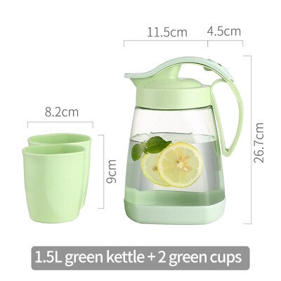 Jarra de agua de PP de gran capacidad, sin BPA, en lugar de agua, hervidor de agua, jarra de bebidas, contenedor de plástico para cocina, suministros de 1.5L: Pot  2 cups Green