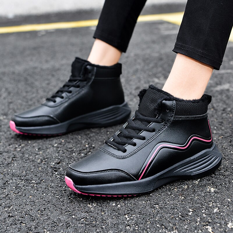 Winter Women's Shoes Plus Velvet Mid-cut Non-slip Walking Shoes Outdoor Trend Women Causal Sneakers All-match