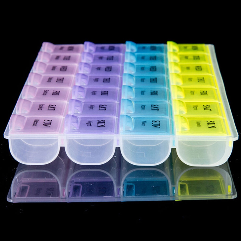 4 Rij 28 Pleinen Wekelijkse 7 Dagen Tablet Pillendoosje Holder Geneeskunde Organizer Container Case
