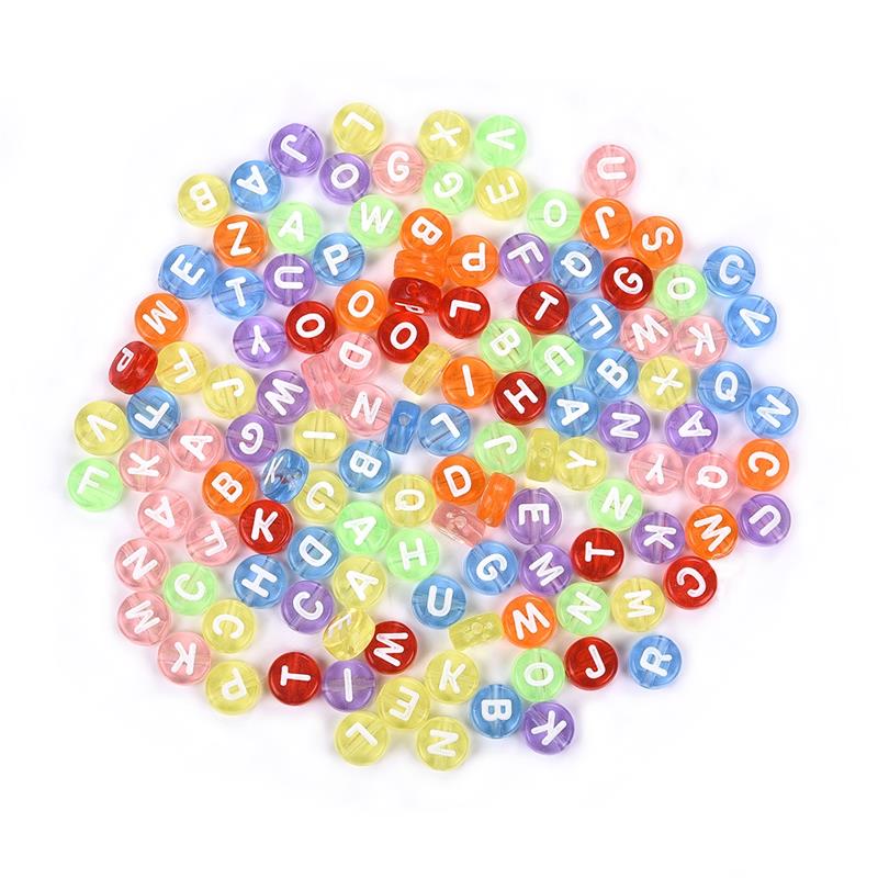 100pc Mixed English Letter Acrylic Beads Flat Heart Alphabet Number Beads For Charms Bracelet Necklace For Jewelry Making DI: 11
