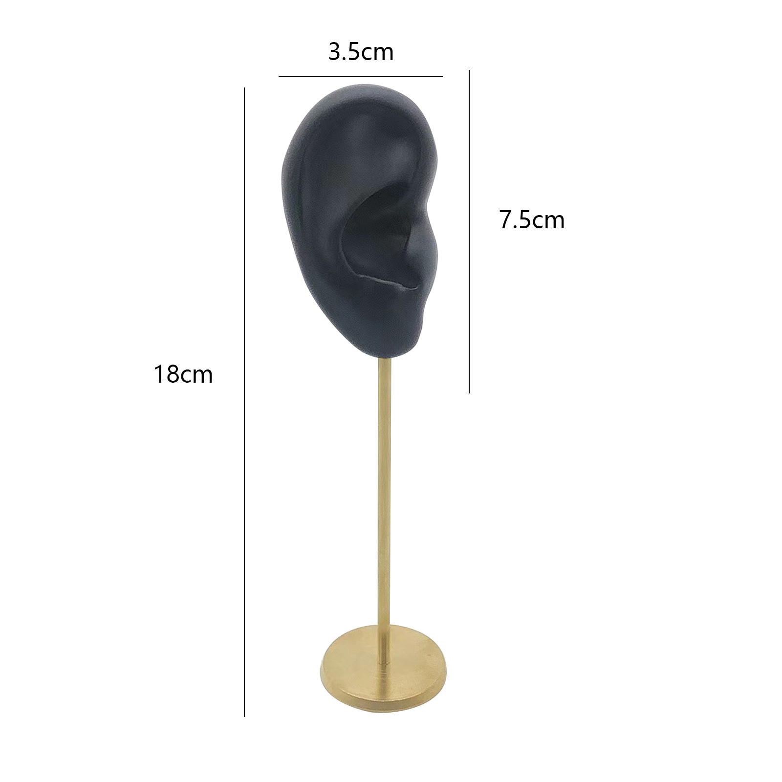 Soportes de exhibición duraderos para pendientes, modelo de oreja humana, soporte para perno prisionero, Base redonda de silicona suave, soporte para maniquí de cumpleaños, organizador de pendientes: Azul marino