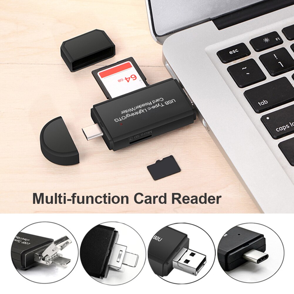 4 in 1 otg micro-sd-kartenleser für usb micro-sd-adapter, flash-laufwerk, smart-speicherkartenleser, typ-c-kartenleser