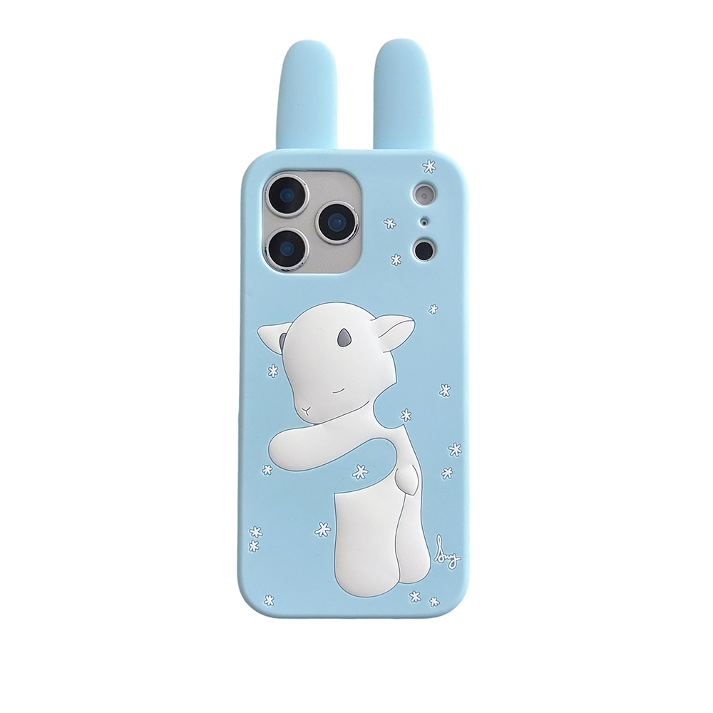 Cute 3D Cartoon Rabbit & Sheep Soft Silicone Phone Case For iPhone 17 16 15 14 13 Pro Max Shockproof Japanese Anime Back Cover: iPhone 15
