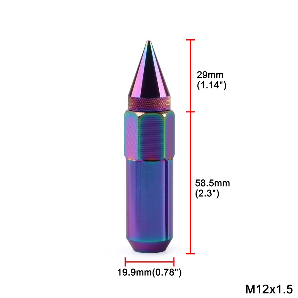 20pcs Spiked Wheel Lug Nuts M12x1.5 Aluminum Cone Seat Extended Tuner