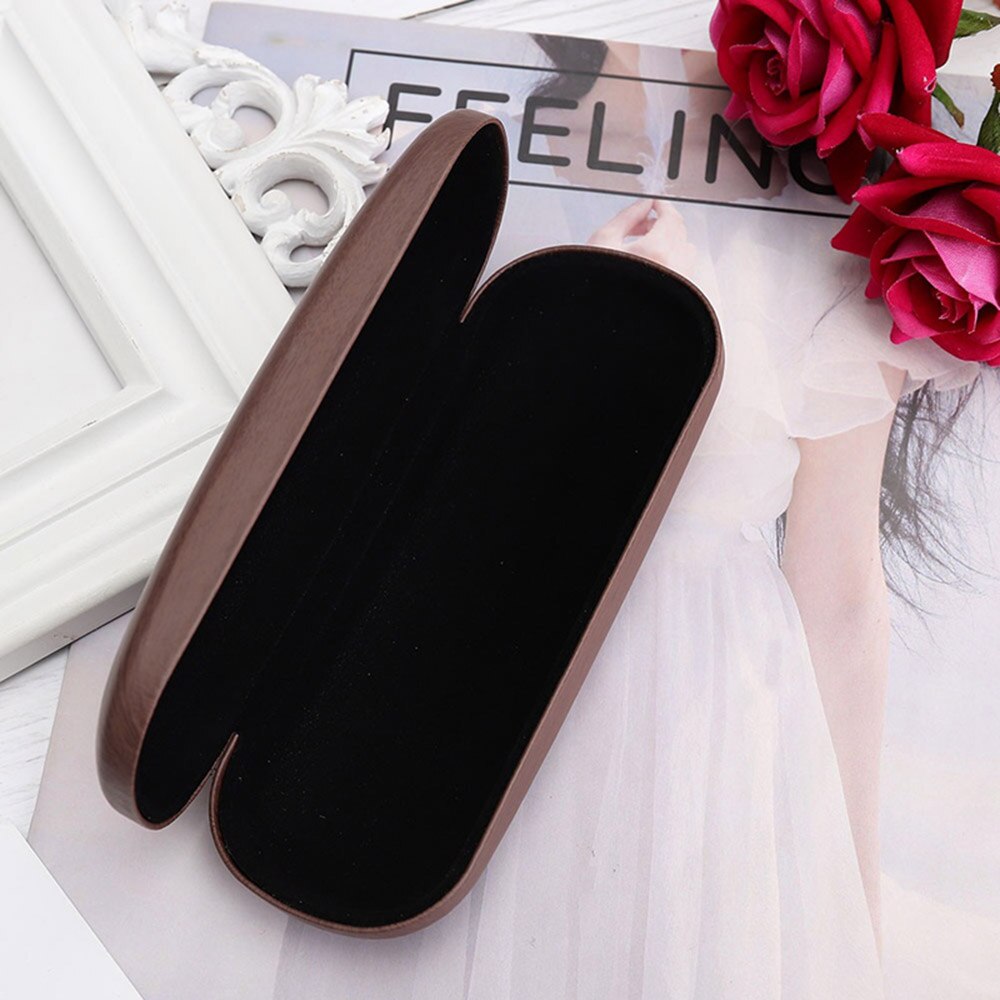 Estuche rígido de madera de para gafas de lectura, estuche para gafas de sol de cuero PU para hombres y mujeres