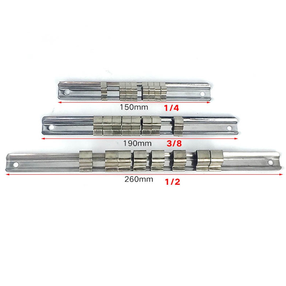 3Pcs Socket Storage Rack 8 Socket Divider Rail Tray Holder Brackets Shelf Stand Tool Organizer for Socket Wrench 1/2` 3/8` 1/4`