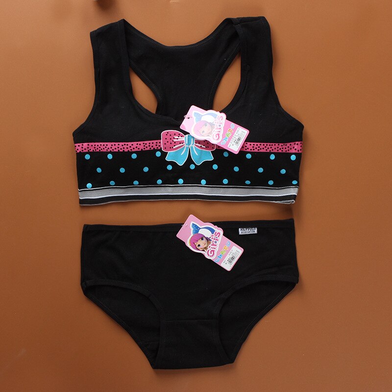 Mädchen bh set ohne stahl ring weste stil baumwolle cartoon sommer ohne einsätze rohr top mädchen bh und panty sets: 1