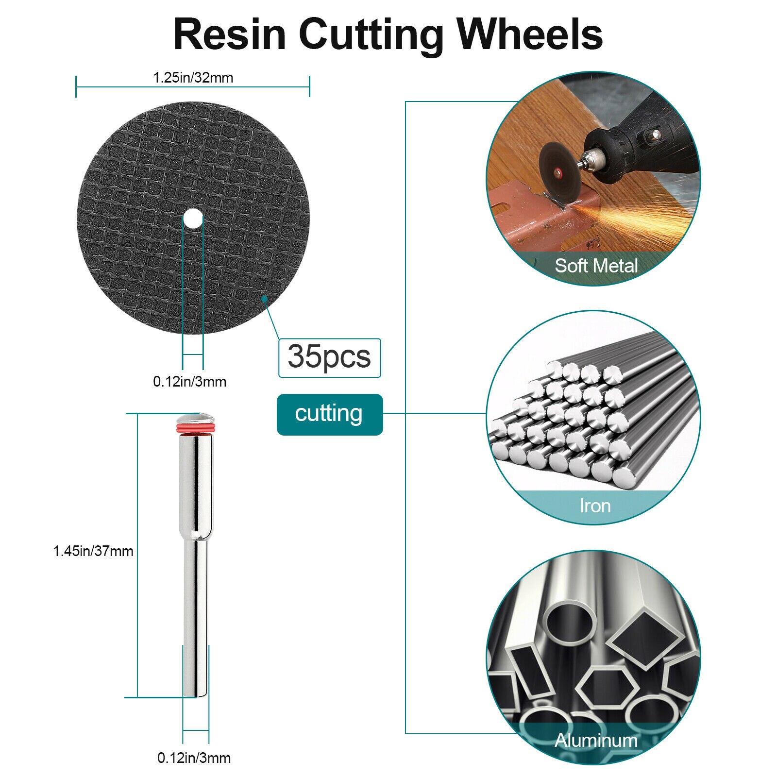 12-Pack Diamond Cutting Wheel Saw Blades For Dremel Rotary Tool – 22mm Cut Off Discs