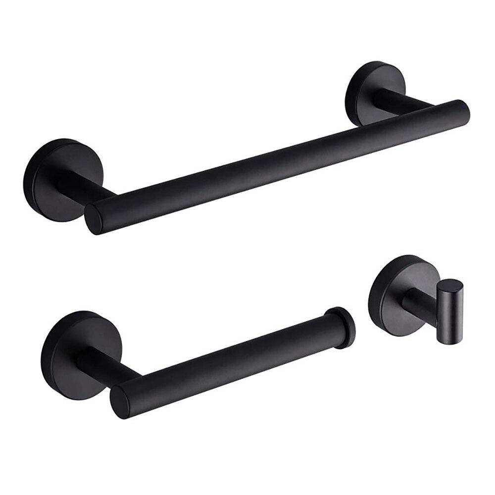 Bathroom Hardware Set Black Robe Hook Towel Rail Bar Rack Bar Shelf Tissue Paper Holder Toothbrush Holder Bathroom Accessories