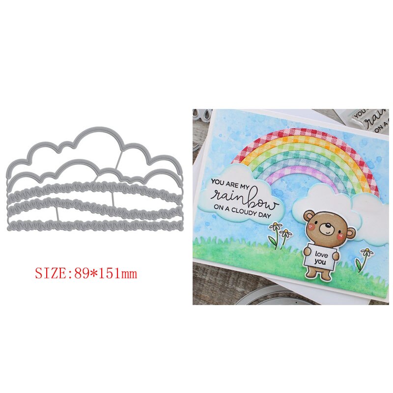 Rectangle Frames Scenes Rainbow Words Phrases Metal Cutting Dies Pond Stencil DIY Card Crafts Scrapbooking Template dies