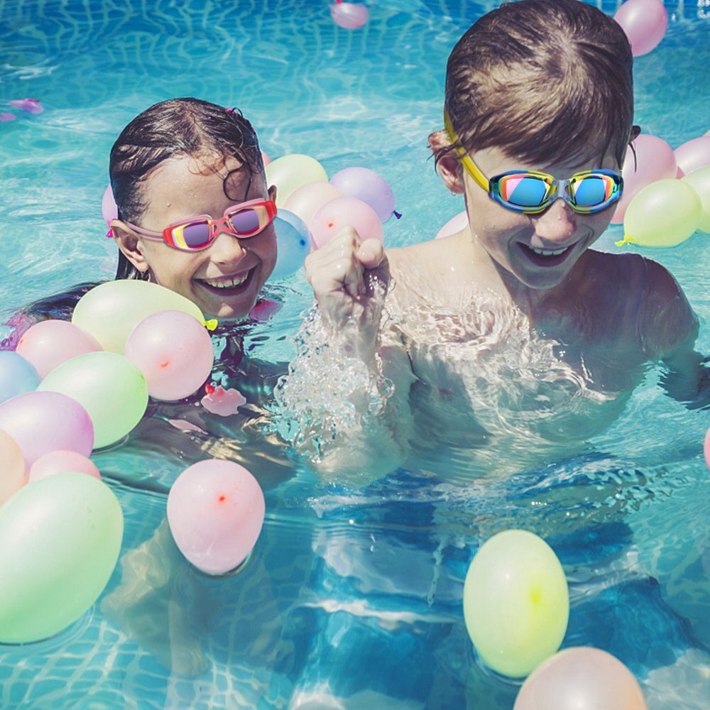 Kids Zwembril + Zwemvliezen handschoenen + Case + Neus + Oordoppen Set HD anti-condens Uv-bescherming Swim Bril op zwembad