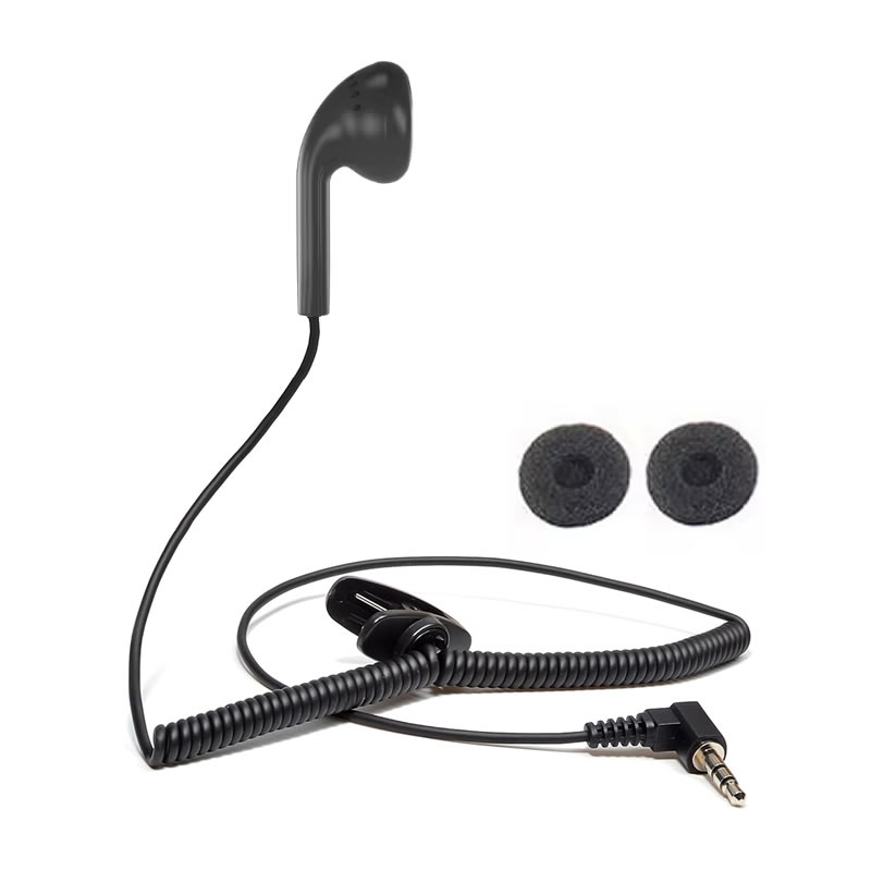 3,5 mm veer intrekbare enkelzijdige oortelefoon, geen microfoon mono oordopjes bedrade headset korte opgerolde kabel: Default Title