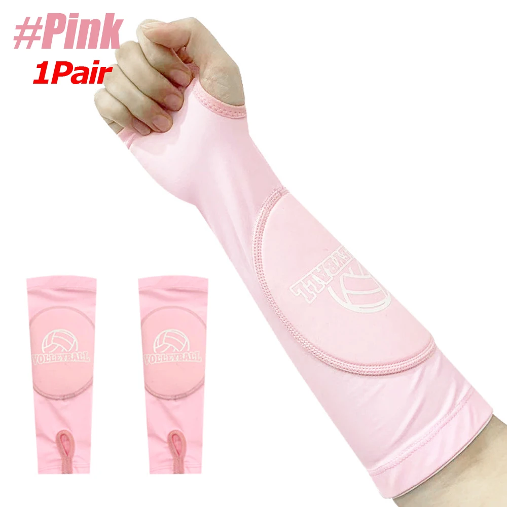 1 Paar Volleyball-Armmanschetten-Handschuhe für Unterarm, Kompressionstest, Training, Basketball, Handgelenkstütze, Schutz, Sport-Armschutz: S / Rosa