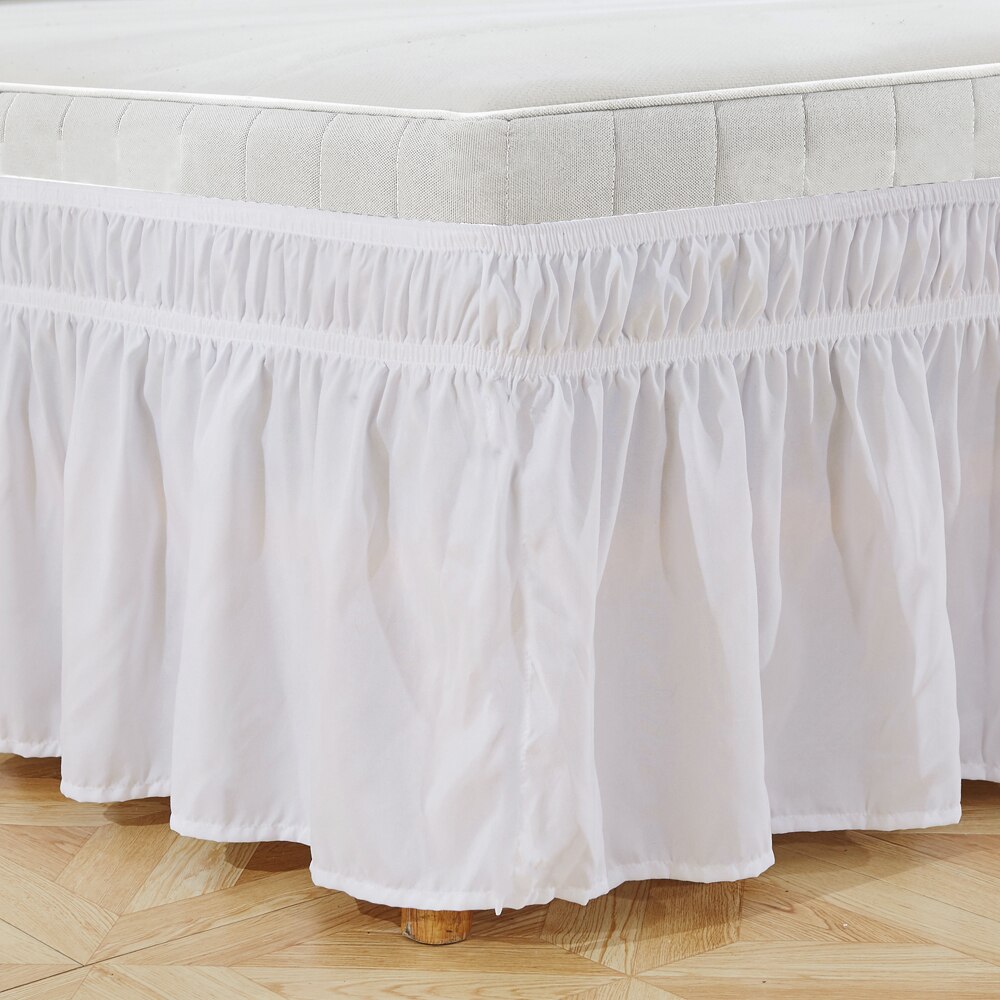 Couleur unie roi jupe lit colchas para cama élastique lit volants lit jupe doux confortable enveloppement autour de la décoloration résistant