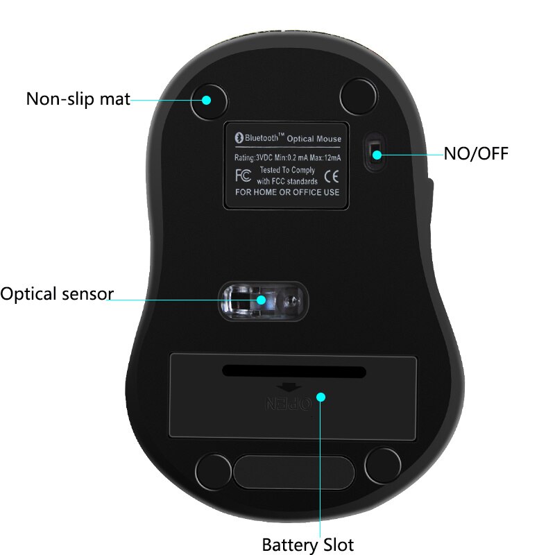 CHYI bezprzewodowa mysz optyczna Bluetooth komputer biurowy Mini myszy 800/1200/1600 DPI 5 przycisków BT 3.0 mysz do laptopa PC